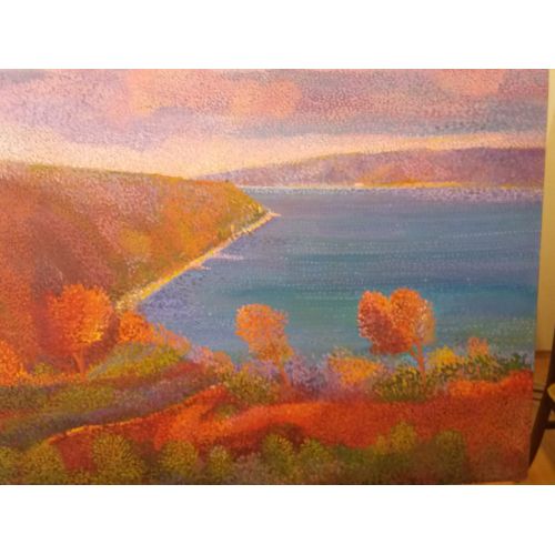 Sonbaharda Boğaz, Fatih Sarmanlı Sonbaharda Boğaz 80x100 cm Yağlıboya tablo   Yağlıboya Tablo Orijinal Tablo