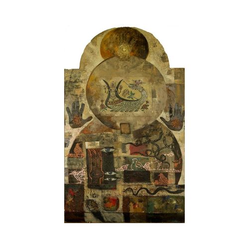 Şahmeran, Asaf Zeki Yüksel oil paint on wood and mix media Yağlıboya Tablo Orijinal Tablo