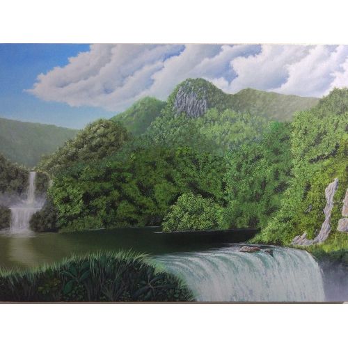 Çifte Şelale, Emre Öztürk 50x70 cm tuval üzerine yağlıboya Yağlıboya Tablo Orijinal Tablo