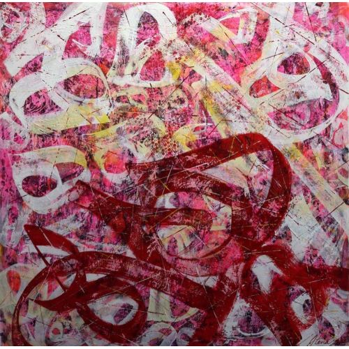 Energy, Atena Faraji Acrylic and Mixed Media on convas.  120 * 120cm 2019 Karma Teknik Orijinal Tablo