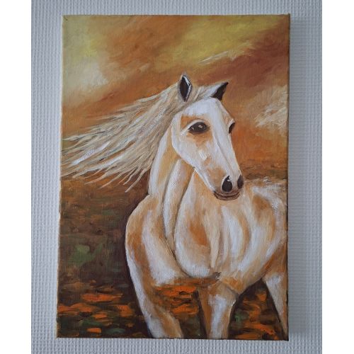 At ve özgürlük, Ayfer İlbi 25×35 tuval üzeri yağlıboya kullanılmıştır Çerçevesizdir Yağlıboya Tablo Orijinal