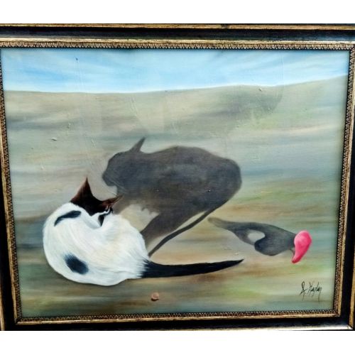 Kedi, Armağan Ekici 30x40 cm  Tuval üzerine yağlıboya resim       Yağlıboya Tablo Orijinal Tablo