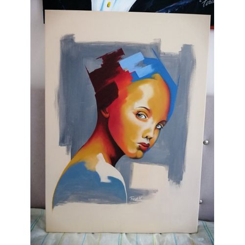 Masumiyet, Fırat Kurt Tuval üzerine akrilik abstract portre çalışması. 50x70 cm boyutlarında kaliteli tuval ve kaliteli