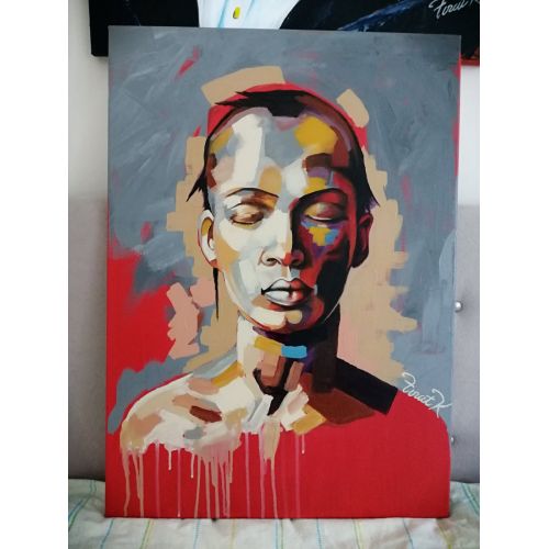 Durgunluk, Fırat Kurt Tuval üzerine akrilik abstract portre çalışması. 50x70 cm boyutlarında kaliteli tuval ve kaliteli