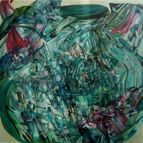 Devran, Esin Berk tuval üzerine yağlı boya, 100x100cm, 2021, çerçevesiz. Yağlıboya Tablo Orijinal Tablo