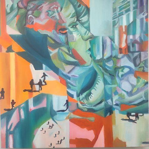 Başlıksız, Esin Berk tuval üzerine yağlı boya, 30x30cm, 2024, çerçevesiz. Yağlıboya Tablo Orijinal Tablo