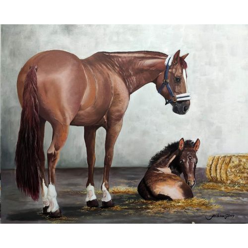 Horses At Sunrise, Ali Human Gunes Oil paint on canvas board, original artwork Oil Paint Paintings