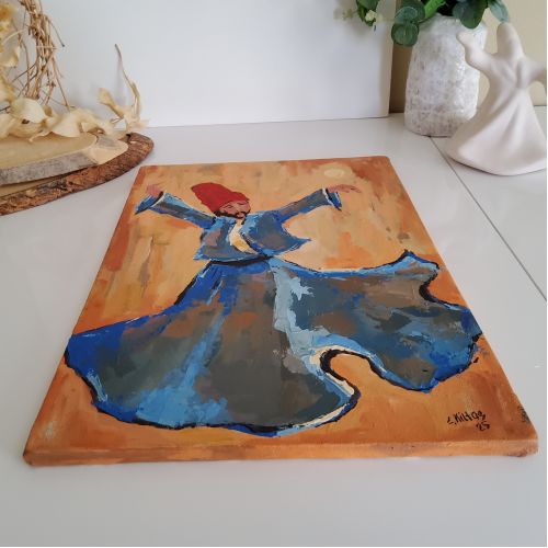 Semazen, Elena Kiltas Whirling Dervish Resim İslam Sanatı Müslüman Modern Sanatı Akrilik Boya Kanvas SADECE ORİJİNAL TABLO