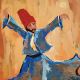 Semazen, Elena Kiltas Whirling Dervish Resim İslam Sanatı Müslüman Modern Sanatı Akrilik Boya Kanvas SADECE ORİJİNAL TABLO