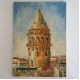 Galata Kulesi, Elena Kiltas Galata Kulesi İstanbul Tablosu Orijinal Yağlı Boya Sanatı? Tuval Modern Yarı Soyut Duvar Sanatı