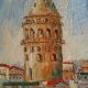 Galata Kulesi, Elena Kiltas Galata Kulesi İstanbul Tablosu Orijinal Yağlı Boya Sanatı? Tuval Modern Yarı Soyut Duvar Sanatı