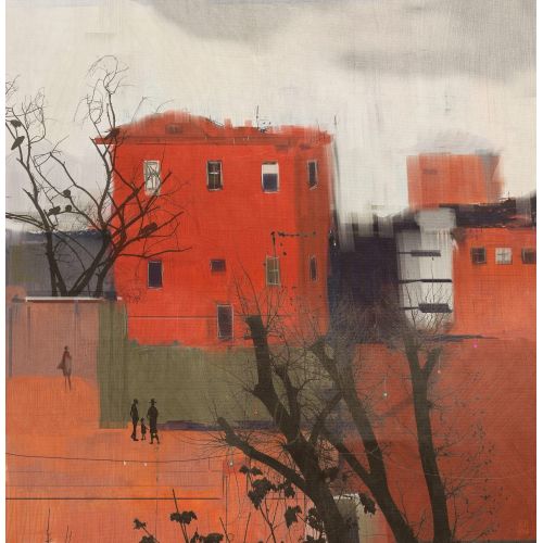 Red House, Nikolay Semyonov Red House İllüstrasyon Orijinal Tablo