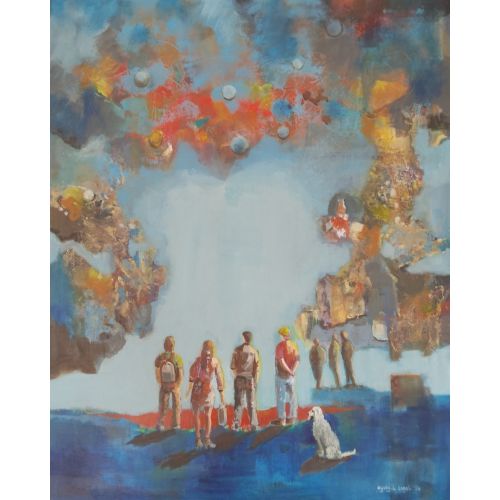 Figuratif 2, Ayşegül Öngel Tuval üzeri akrilik boyadır. Kasa tipi siyah çerçevelidir. Akrilik Orijinal Tablo