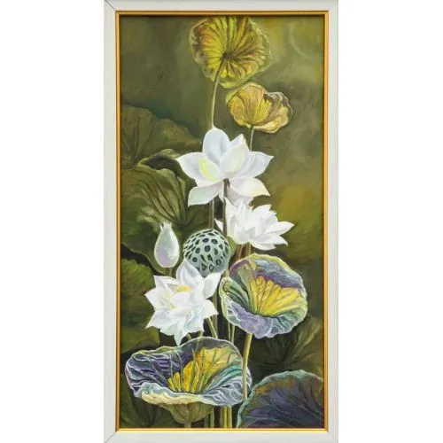 Lotus-1, Suleyman Ozbuke Canvas on hardboard, oil painting, 2x4 wooden frame, 2016 Oil Paint Paintings