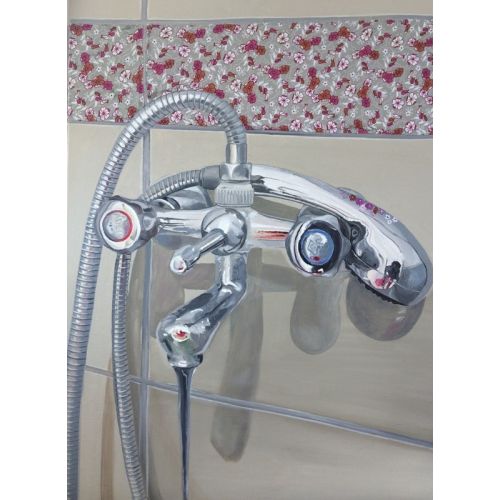 Musluk Iıı, Nur Yılmaz tuval üzerine yağlı boya ve kumaş, 50*70, 2016 Karma Teknik Orijinal Tablo