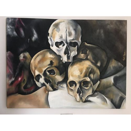 Kafatasları Piramidi, Gül Oğuz Gökçek Paul cezanne röprodüksiyon  tuval üzerine yağlı boya  2015 60x80 cm