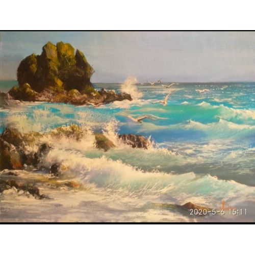 The Black Sea, Alexander Lednev çok karadeniz değil 60×80 Tuval Yağlı boya Yağlıboya Tablo Orijinal Tablo