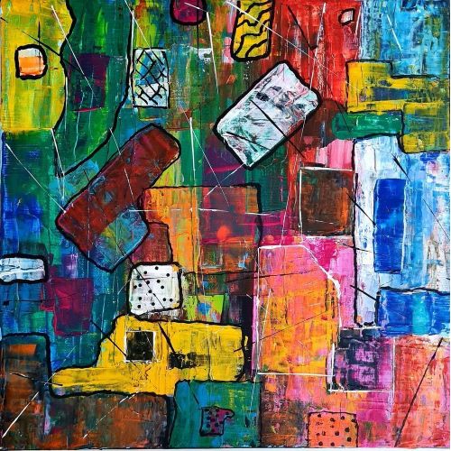 Amorf, Sinan Dogan Otsavur -The paintings are unframed and represent the frame and mat in the photos. -Pro 293 100% cotton on 364