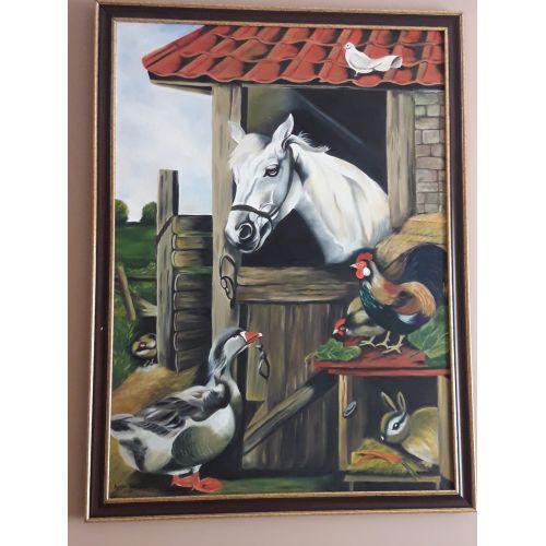 Çiftlik Hayvanları, Ayşen Tokdemir Original Oilpaint on canvas Yagliboya kanvas orjinal tablo Yağlıboya Tablo Orijinal Tablo