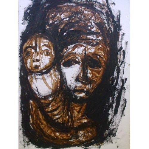 Anne Ve Oğlu, Müge Olçum Anne ve Oğlu Akrilik tablo Ressam Müge Olçuma ait Online Sanat galerisi, sanat eserleri