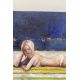 Pool, Olga Ruden Pool, oil painting, Beautiful girl stretching by the pool, painting Oil Paint Paintings