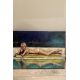 Pool, Olga Ruden Pool, oil painting, Beautiful girl stretching by the pool, painting Oil Paint Paintings