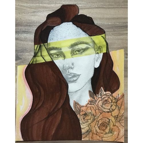 Portre 7, Naz Şener canson üzerine suluboya Suluboya Orijinal Tablo