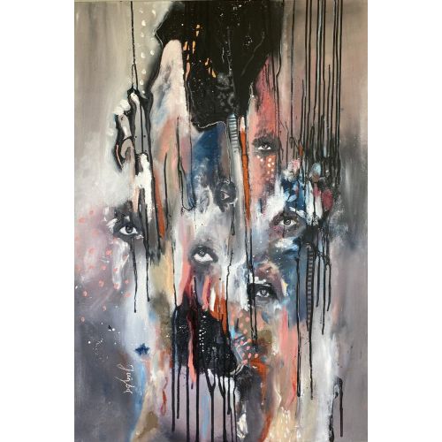 Tangled, Tuğba Öncel 75*110 Karışık teknik Soyut Tablo Yağlıboya Tablo Orijinal Tablo