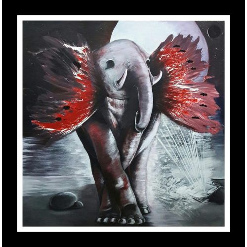 Elephant, Mehmet Eren YÜZEY: Tuval Teknik:Akrilik Yıl: 2015 Alırım elime boya kovalarını, fırçaları.Boyarım filin