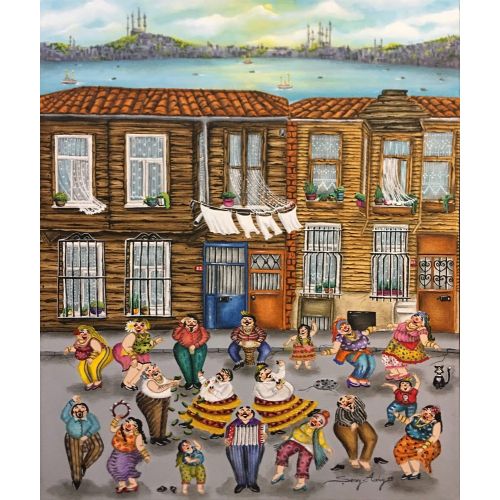 Balat Eğlencesi, Şenay Arduç Balat Eğlencesi, Köçekler, 50x60, tuval üzerine akrilik boya Şenay Arduç Akrilik Orijinal