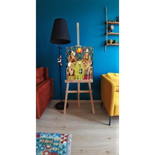 Altın Kızlar Doğum Günü, Şenay Arduç Altın Kızlar serisi, Doğum günü, 40x40 akrilik tablo Şenay Arduç Akrilik
