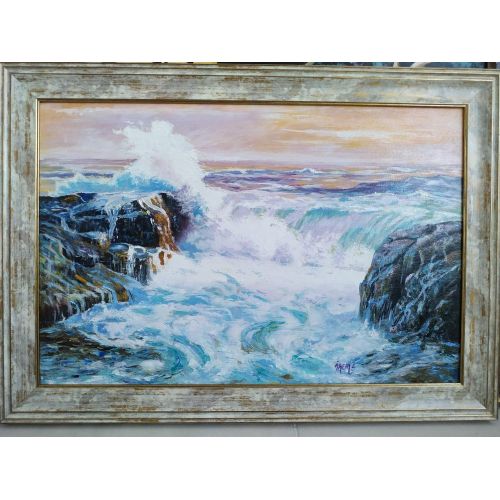 Dalgalı Deniz, İrem Dikmen 40cm x60cm ölçülerinde tuval üzerine yağlı boya.  2017 yılında Ankarada iken İzmire