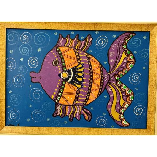 Blue And Fish, Sirin Bilge  Acrylic Paintings