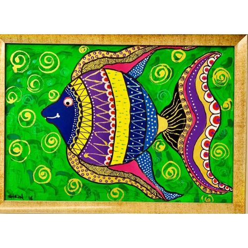 Green And Fish, Sirin Bilge  Acrylic Paintings