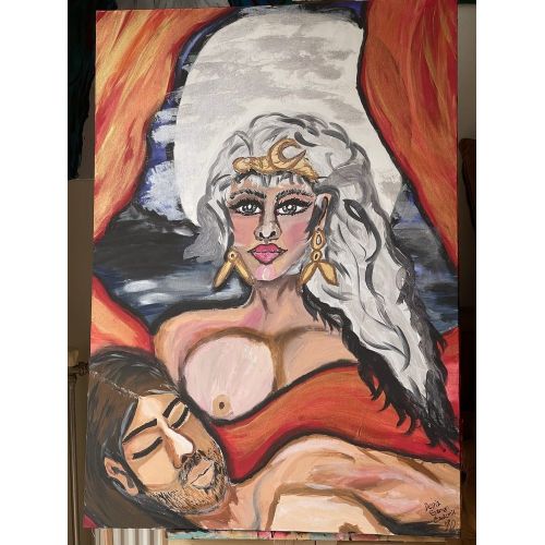 Selene And Endymion In Her Eternal Sleep, Deniz Gonen Ozdemir Acrylic Selene And Endymion In Her Eternal Sleep, Deniz Gonen Ozdemir Acrylic paint on canvas 70*100A shepherd and moon goddess who chose