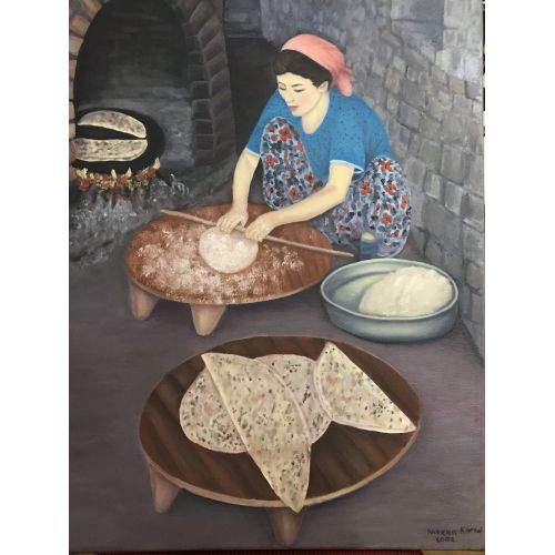 Gözleme Yapan Kadın, Nurcan Kartal Gözleme yapan kadın Yağlıboya Tablo Orijinal Tablo