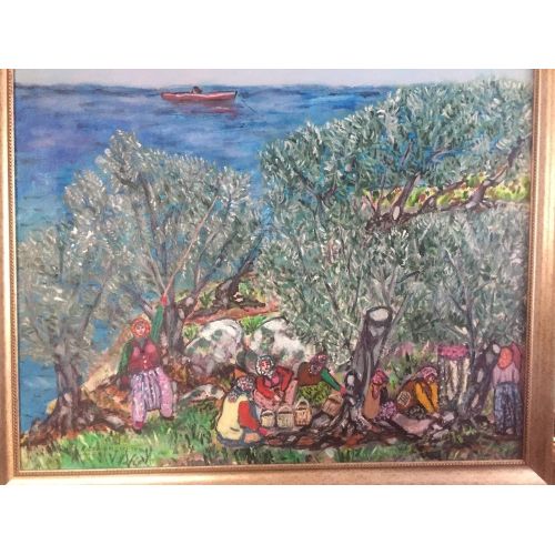 Zeytin Toplayan Kadın İşçiler, Kadir Aydın Değirmenci Akrilik Zeytin Toplayan Kadın İşçiler, Kadir Aydın Değirmenci Tuval üzerine akrilik Akrilik Orijinal Tablo