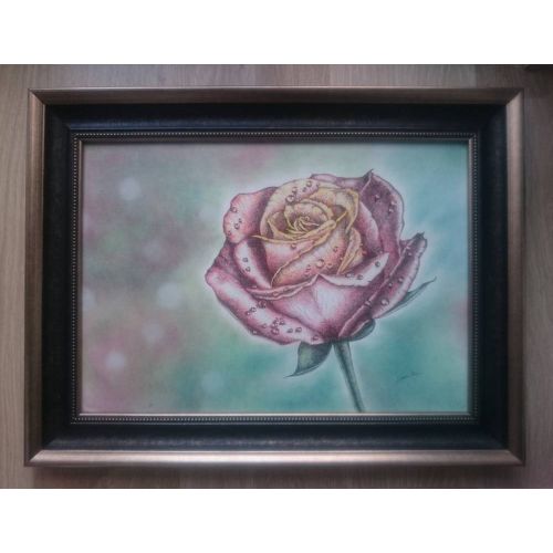 Kırmızı Gül 1, Hamide S. Delikara Pointillism ( Noktalama ) Tekniği ve Toz Pastel Tekniği ile KIRMIZI GÜL