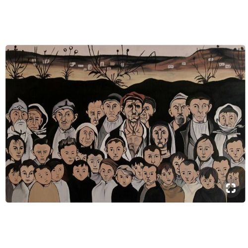 Neşet Günal Reprodüksiyon “Köy İnsanları”, Hande Toplu “köy insaları” tuval üzeri yağlı boya reprodüksiyon