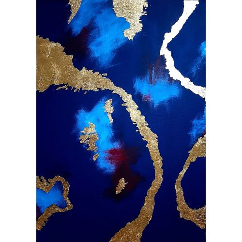 Secret, Ecem Amac Acrylic on canvas. Modern, gold leaf abstract painting. Unframed. Acrylic Paintings