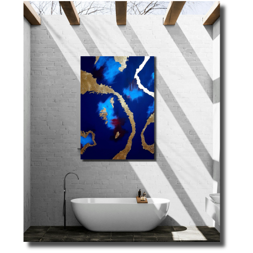 Secret, Ecem Amac Acrylic on canvas. Modern, gold leaf abstract painting. Unframed. Acrylic Paintings