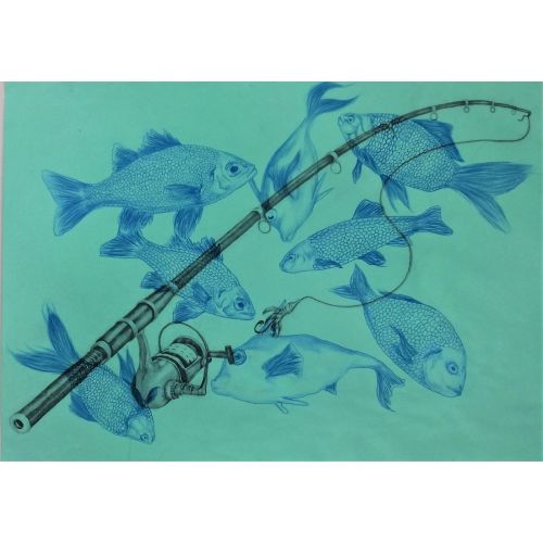 Olta, Faruk Aşıcı Olta Bu çalısma 2018 yılında yapmış olduğum serbest bir çalışmadır. Kağıt üzerine 35cm x 50cm
