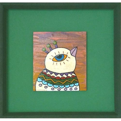 Yesilli Fairy Tale Bird, Ayse Cetkin Acrylic Yesilli Fairy Tale Bird, Ayse Cetkin The wooden table is illustrated with an abstract bird painting, varnished with acrylic