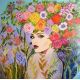 Woman With Flower Hair, Angela Botnari Oil Paint Woman With Flower Hair, Angela Botnari Oil Painting on Canvas, 120×120 cm, Original Oil Painting on High Quality Canvas Oil