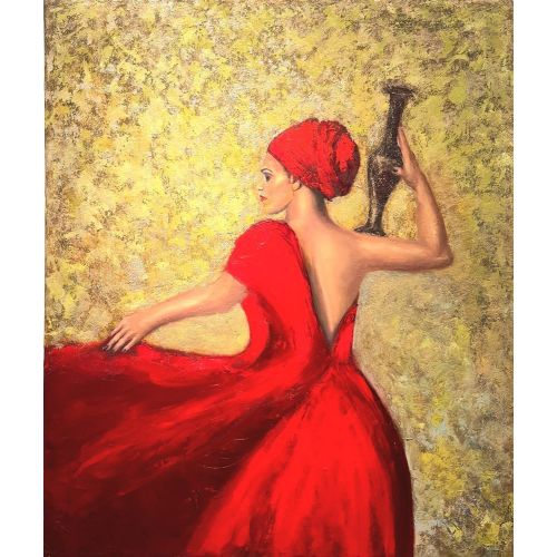 Woman Wtih Water Jug, Angela Botnari An oil painting made with mixed technique on canvas. Dimensions are 110×130 cm Oil Paint