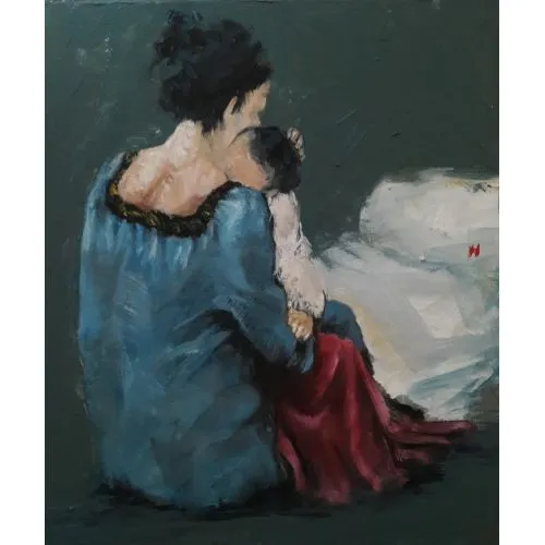 Anne Ve Çocuk, Hüseyin Ünlü Yağlıboya Tablo Anne Ve Çocuk, Hüseyin Ünlü untiled Yağlıboya Tablo Orijinal Tablo