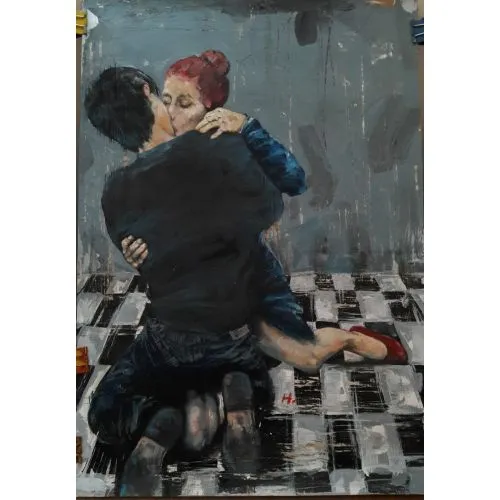 Piano Teacher, Hüseyin Ünlü Yağlıboya Tablo Piano Teacher, Hüseyin Ünlü piano teacher 50x35cm, kontrplak üstüne yağlıboya Yağlıboya Tablo Orijinal Tablo