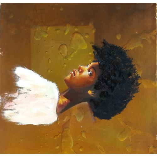 Black Curly Hair Woman Portrait, Muzaffer Bulut  Oil Paint Paintings