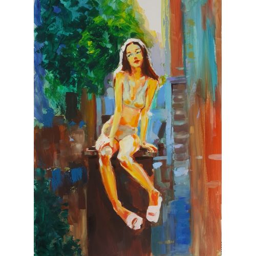 Girl Sitting In Trash Can, Muzaffer Bulut Girl Sitting In Trash Can, Muzaffer Bulut