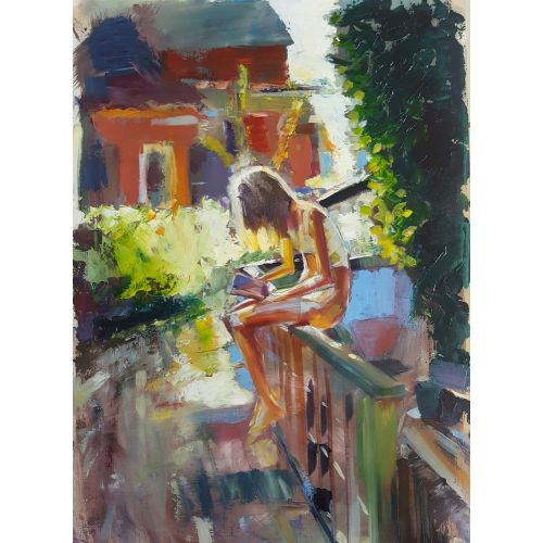 Nude 3, Muzaffer Bulut Oil Paint Nude 3, Muzaffer Bulut oil paint on paper 35x50 cm stained impressionist work a futuristic work with the artists signature on
